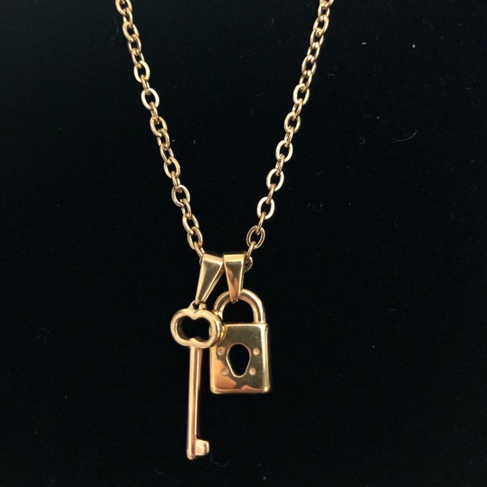 Lock & Key Stainless Steel Pendant with Chain